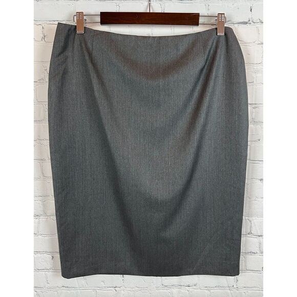 ESCADA gray herringbone wool silk pencil straight classic skirt size 40 (10) NWT - Picture 1 of 9
